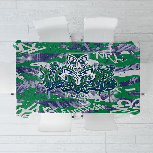 New Zealand Warriors Rugby Tablecloth Graffiti Typography Urban Camo Abstract Street Style