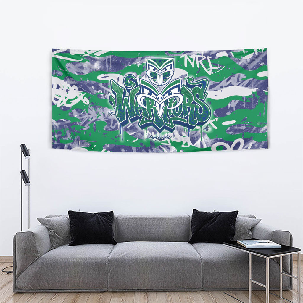 New Zealand Warriors Rugby Tapestry Graffiti Typography Urban Camo Abstract Street Style