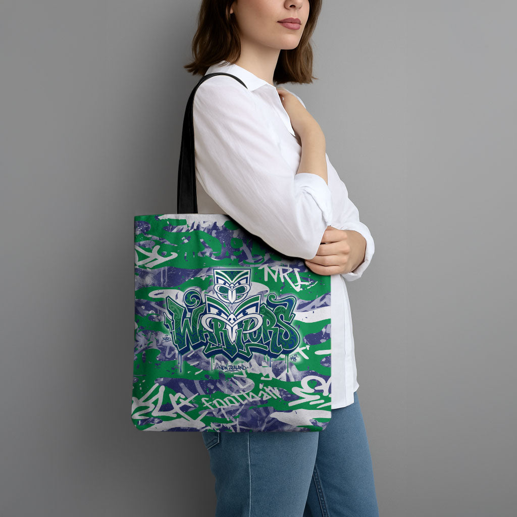 New Zealand Warriors Rugby Tote Bag Graffiti Typography Urban Camo Abstract Street Style
