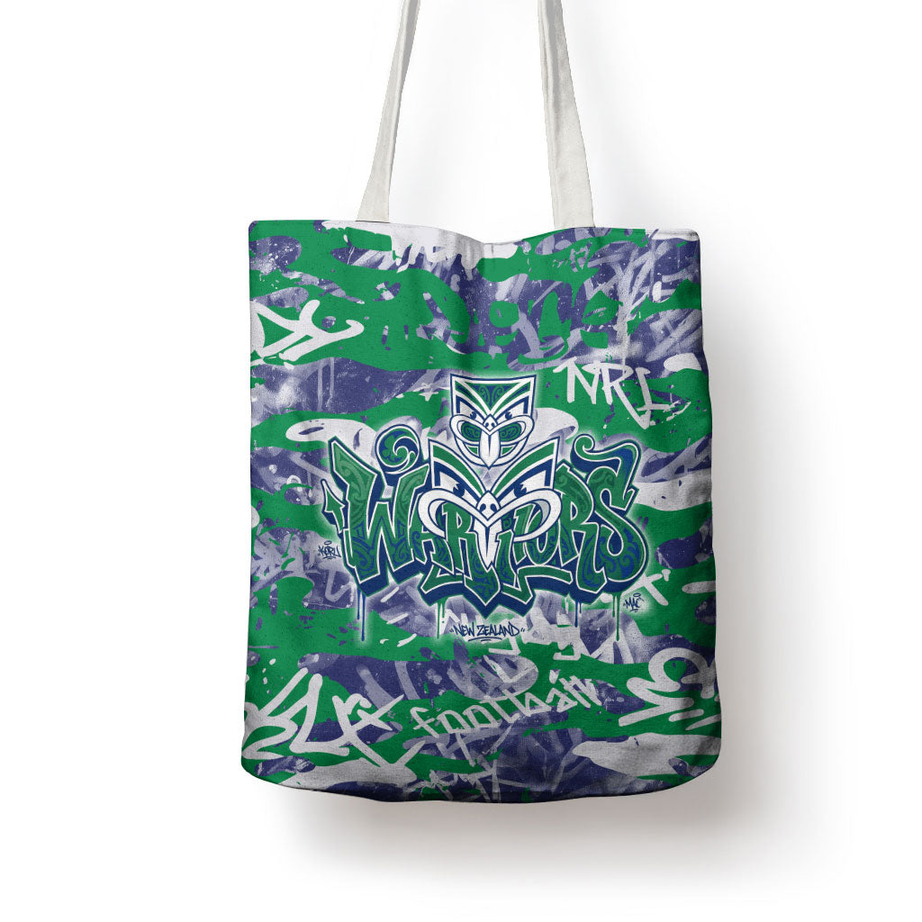 New Zealand Warriors Rugby Tote Bag Graffiti Typography Urban Camo Abstract Street Style