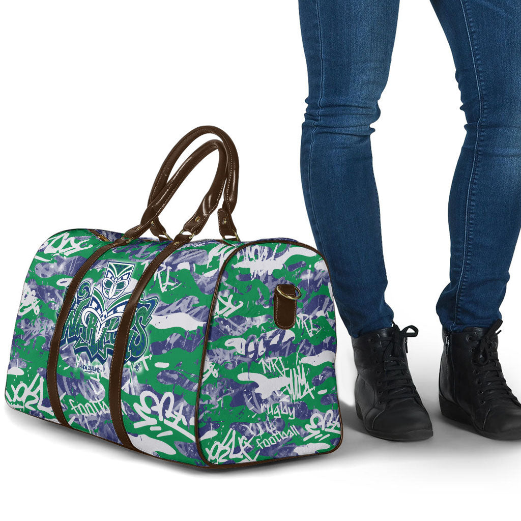 New Zealand Warriors Rugby Travel Bag Graffiti Typography Urban Camo Abstract Street Style