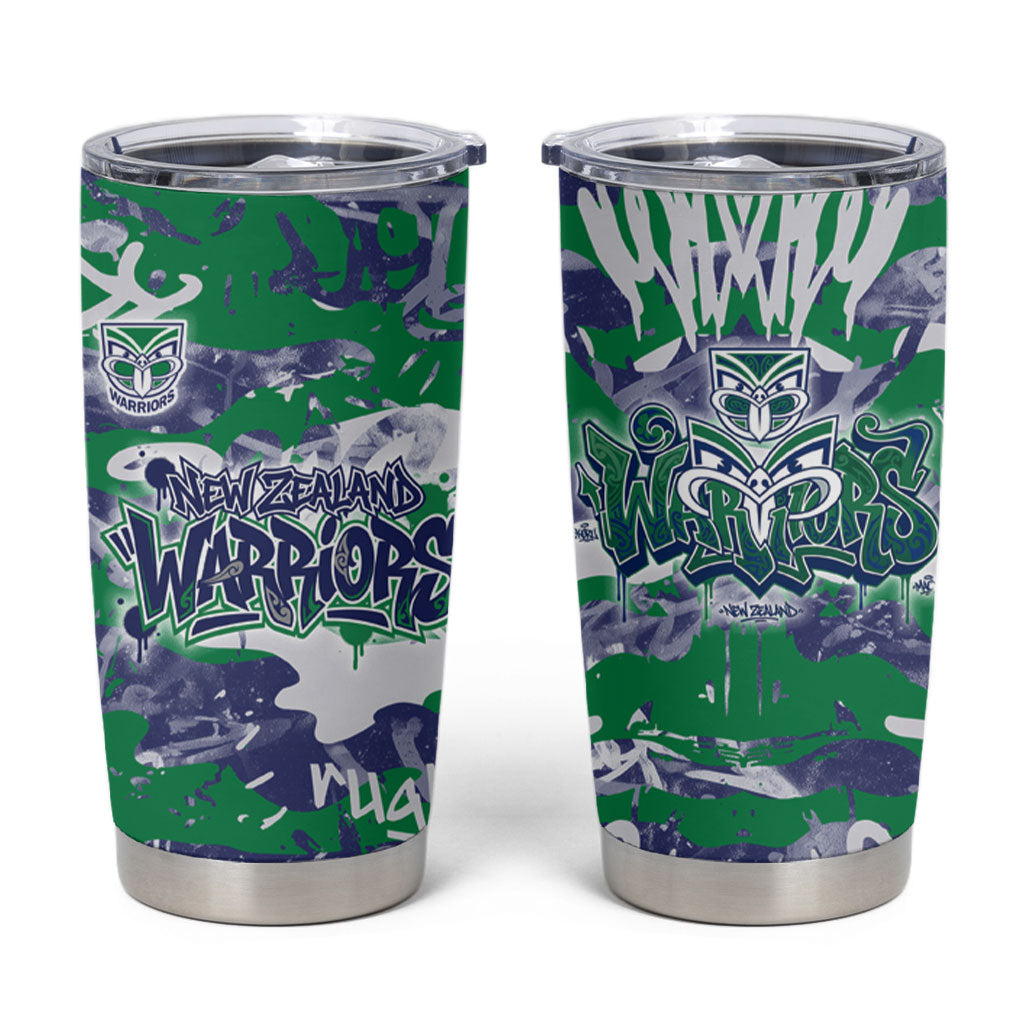 New Zealand Warriors Rugby Tumbler Cup Graffiti Typography Urban Camo Abstract Street Style