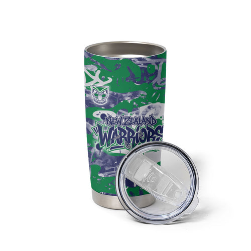 New Zealand Warriors Rugby Tumbler Cup Graffiti Typography Urban Camo Abstract Street Style