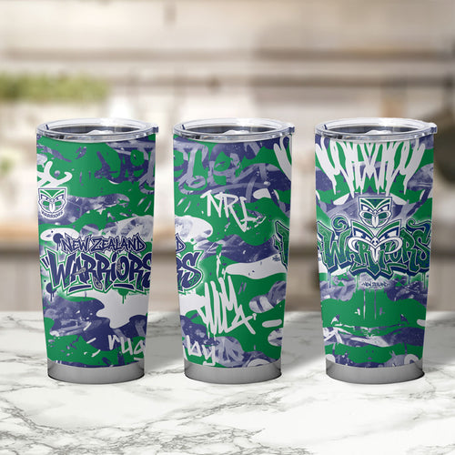 New Zealand Warriors Rugby Tumbler Cup Graffiti Typography Urban Camo Abstract Street Style