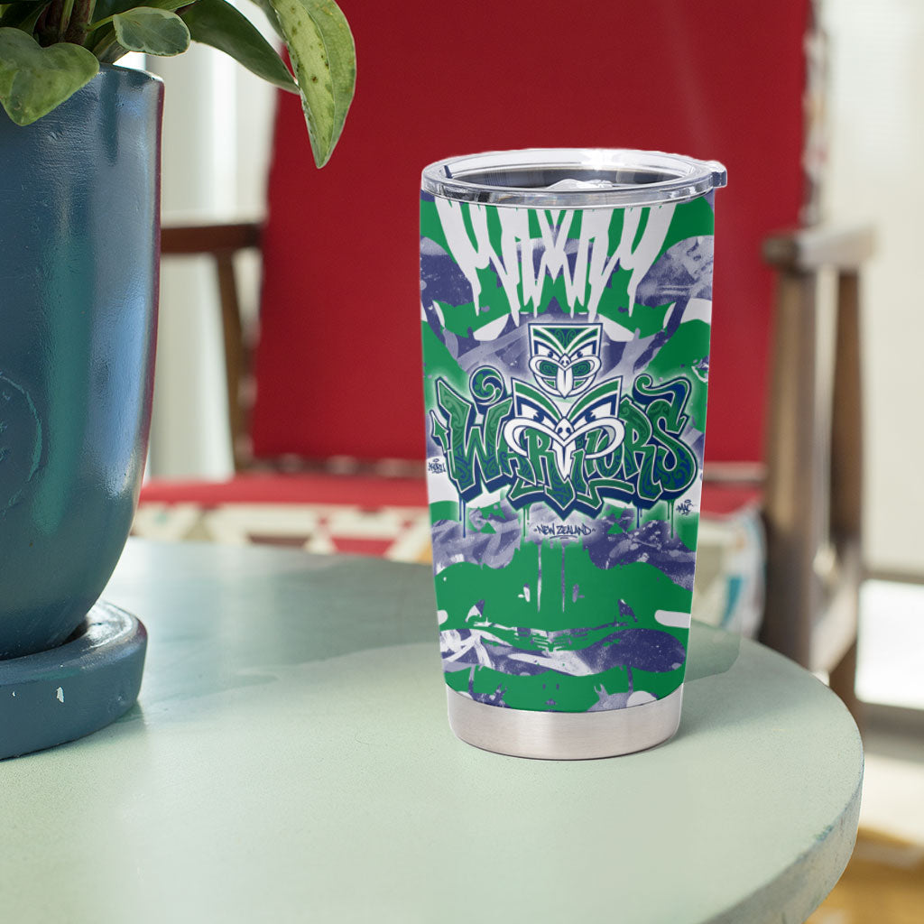 New Zealand Warriors Rugby Tumbler Cup Graffiti Typography Urban Camo Abstract Street Style