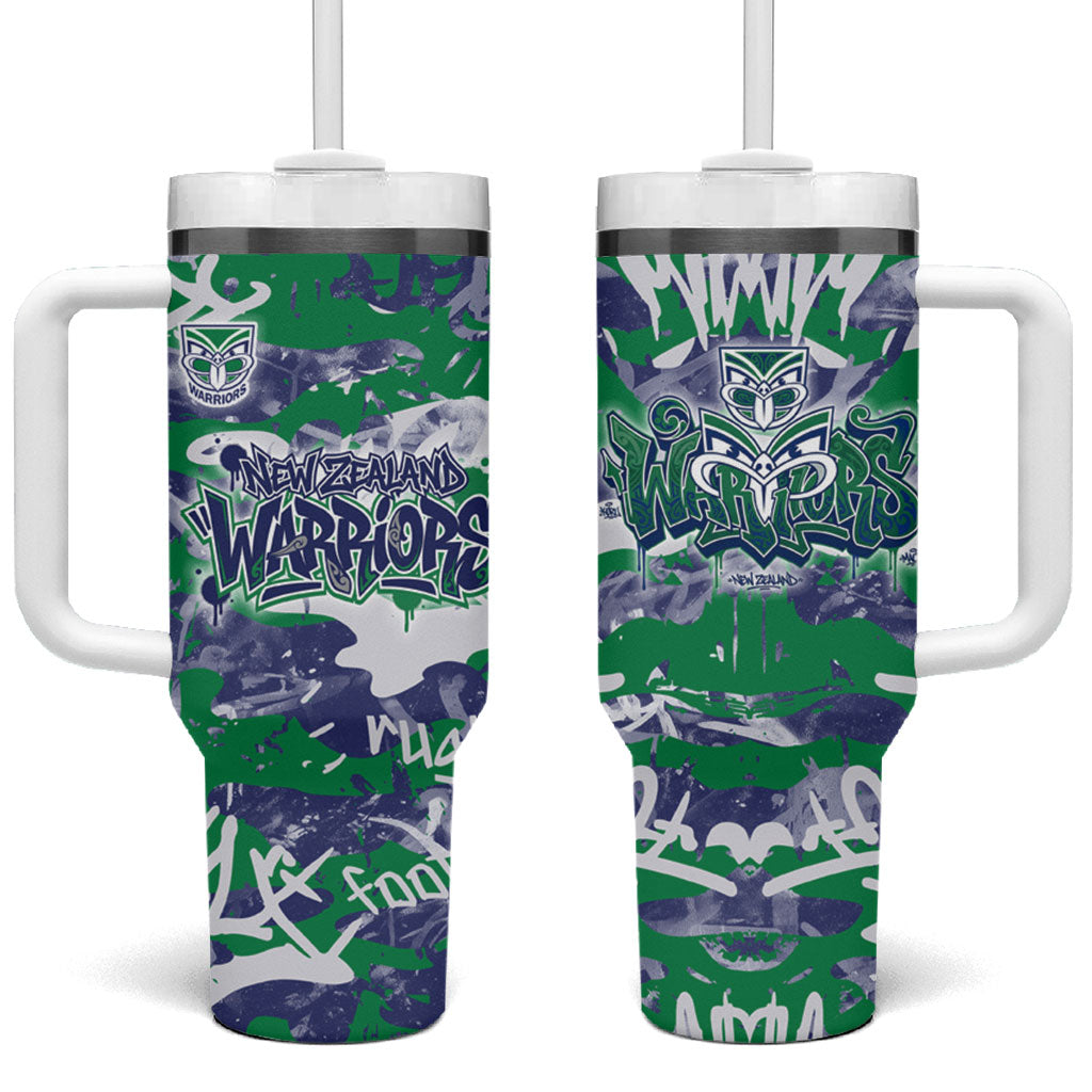 New Zealand Warriors Rugby Tumbler With Handle Graffiti Typography Urban Camo Abstract Street Style