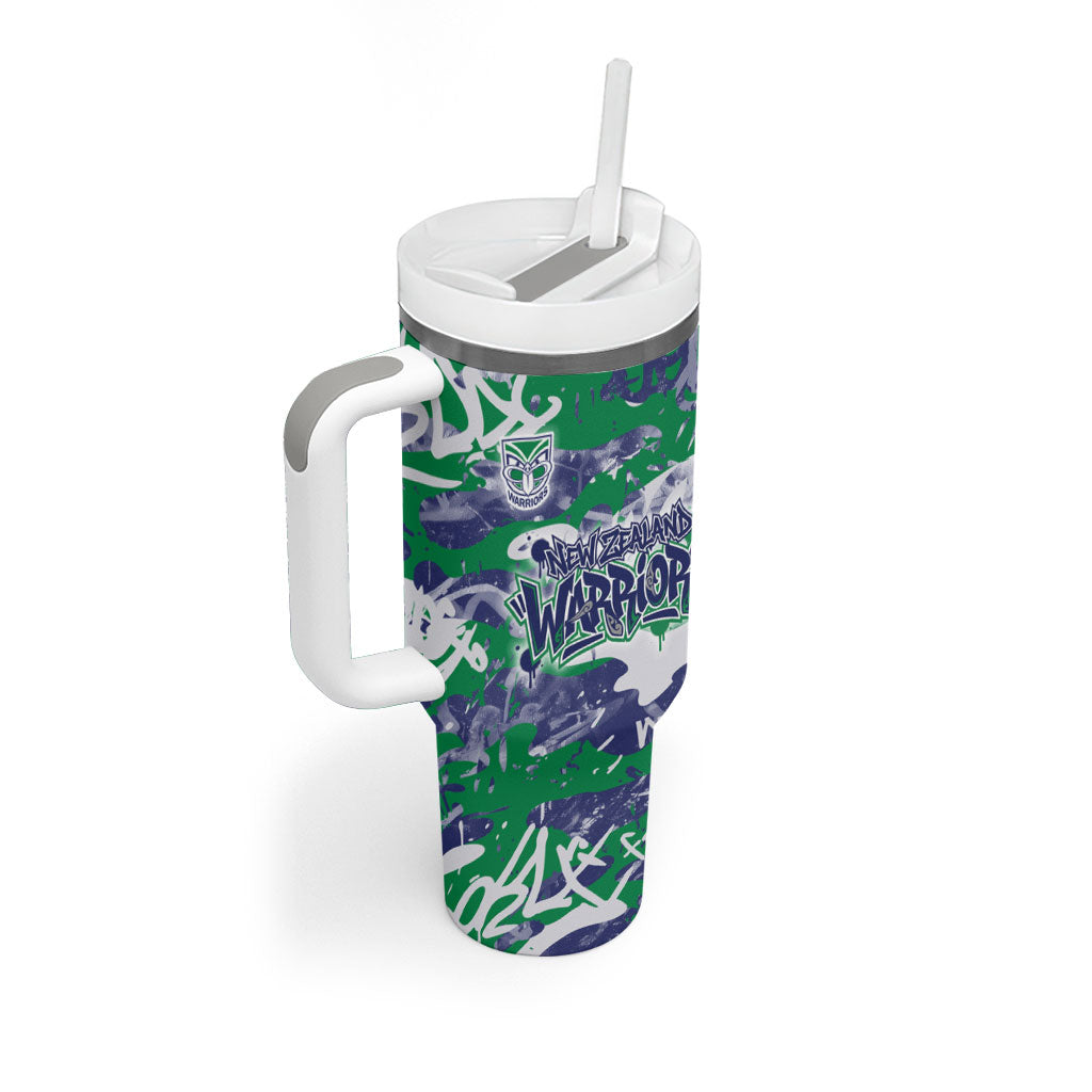New Zealand Warriors Rugby Tumbler With Handle Graffiti Typography Urban Camo Abstract Street Style