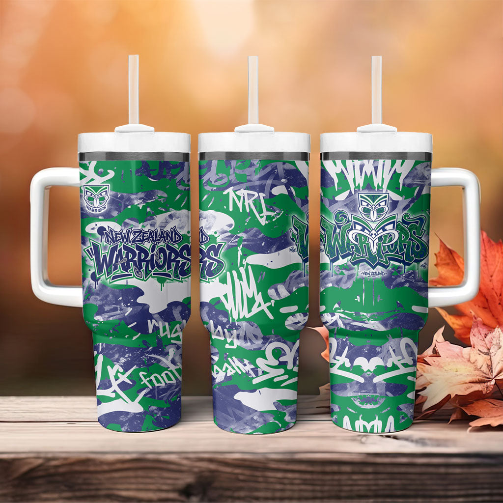 New Zealand Warriors Rugby Tumbler With Handle Graffiti Typography Urban Camo Abstract Street Style