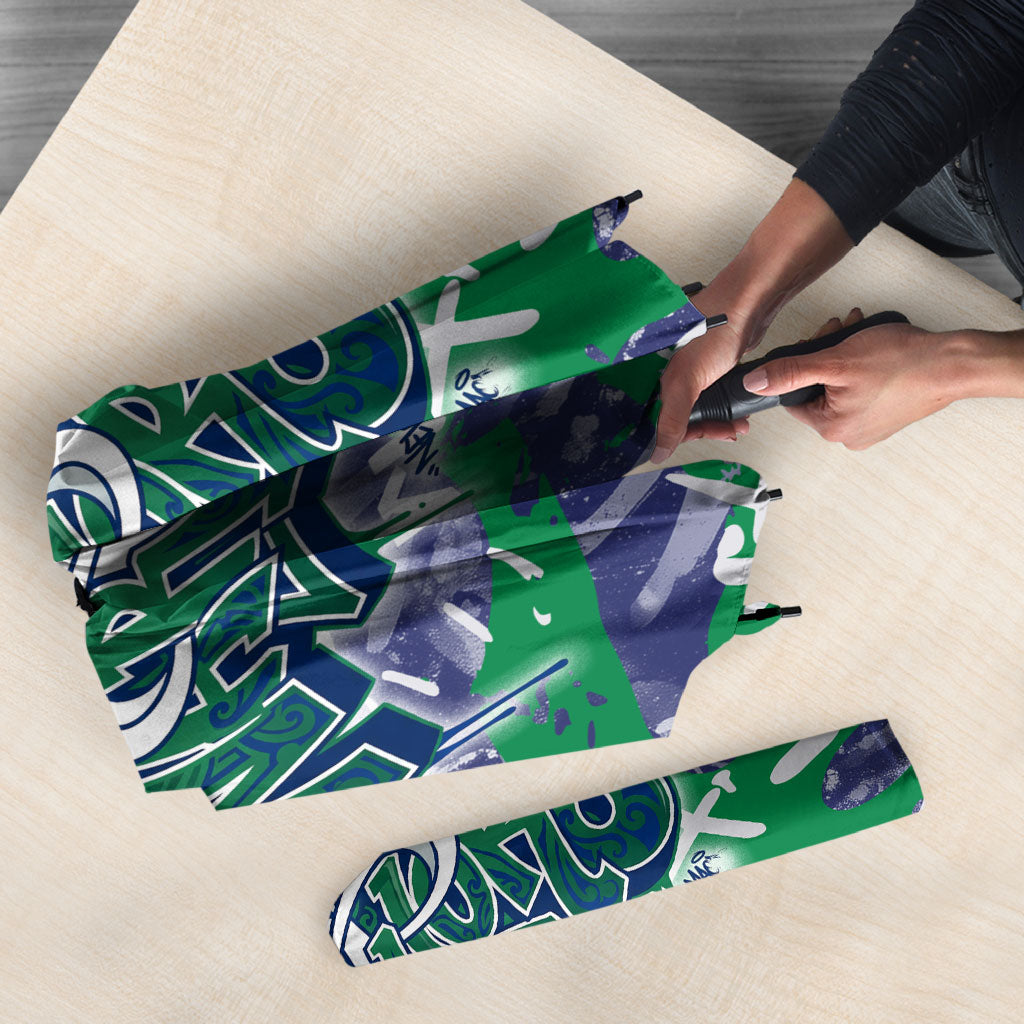 New Zealand Warriors Rugby Umbrella Graffiti Typography Urban Camo Abstract Street Style