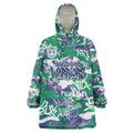 New Zealand Warriors Rugby Wearable Blanket Hoodie Graffiti Typography Urban Camo Abstract Street Style