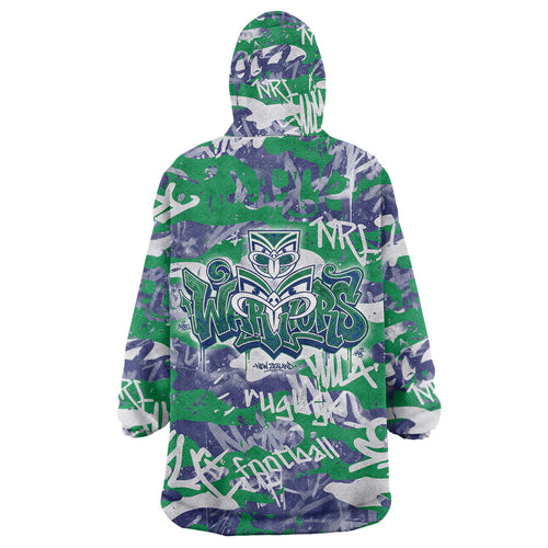 New Zealand Warriors Rugby Wearable Blanket Hoodie Graffiti Typography Urban Camo Abstract Street Style