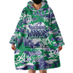 New Zealand Warriors Rugby Wearable Blanket Hoodie Graffiti Typography Urban Camo Abstract Street Style