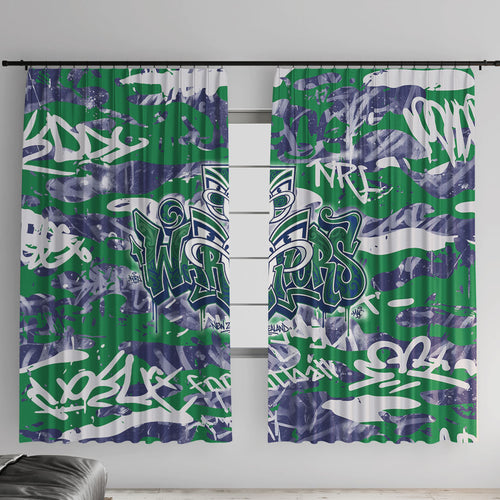 New Zealand Warriors Rugby Window Curtain Graffiti Typography Urban Camo Abstract Street Style
