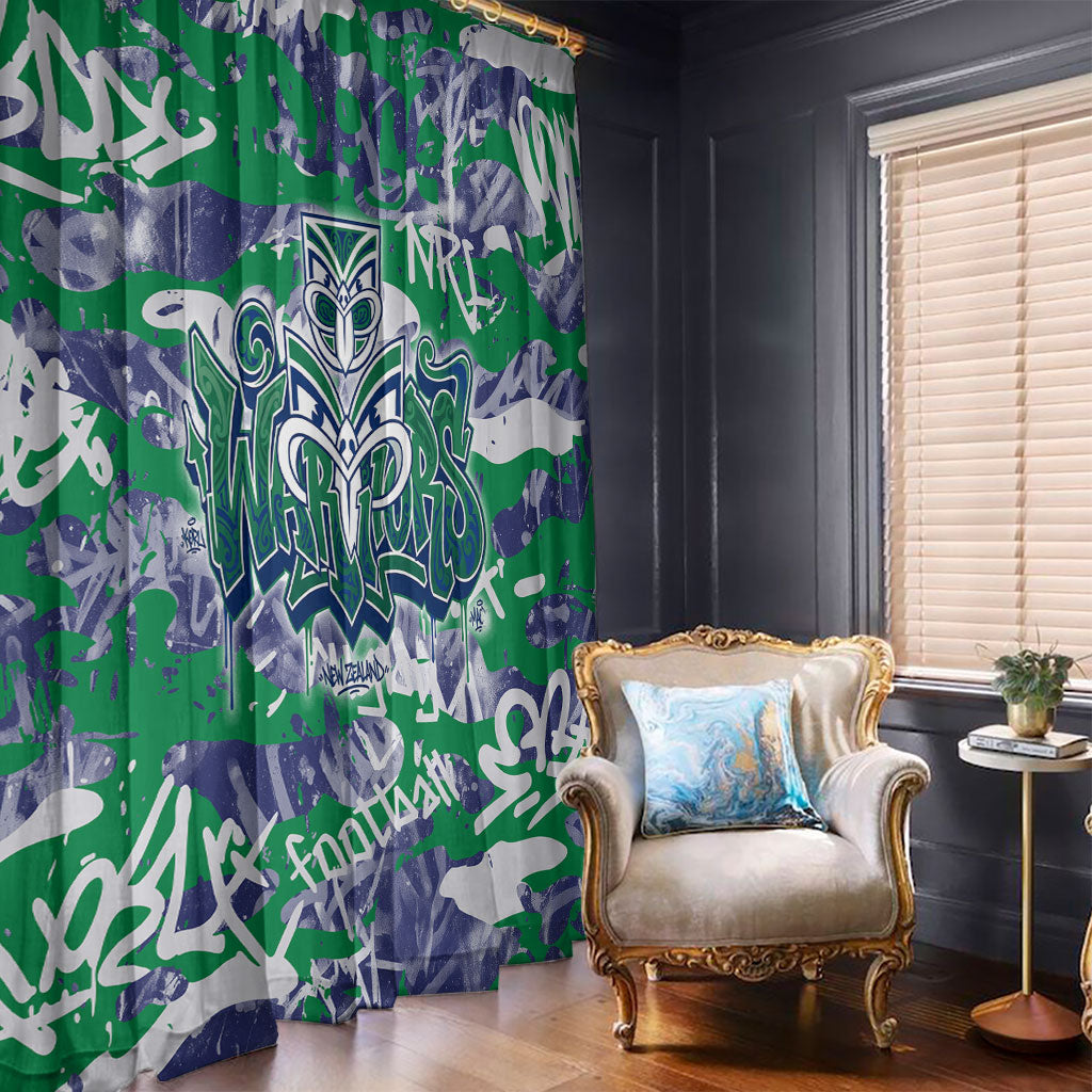 New Zealand Warriors Rugby Window Curtain Graffiti Typography Urban Camo Abstract Street Style