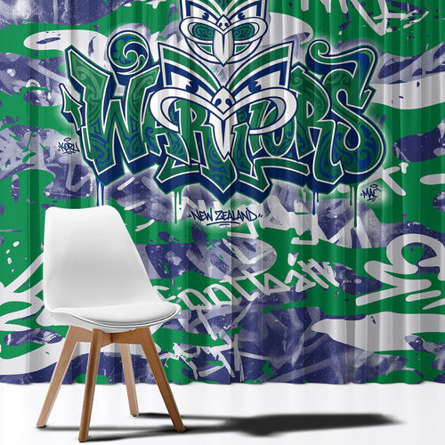 New Zealand Warriors Rugby Window Curtain Graffiti Typography Urban Camo Abstract Street Style