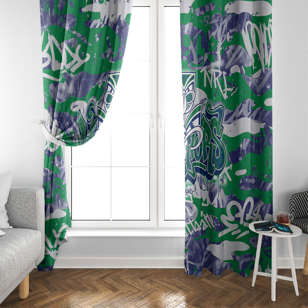 New Zealand Warriors Rugby Window Curtain Graffiti Typography Urban Camo Abstract Street Style