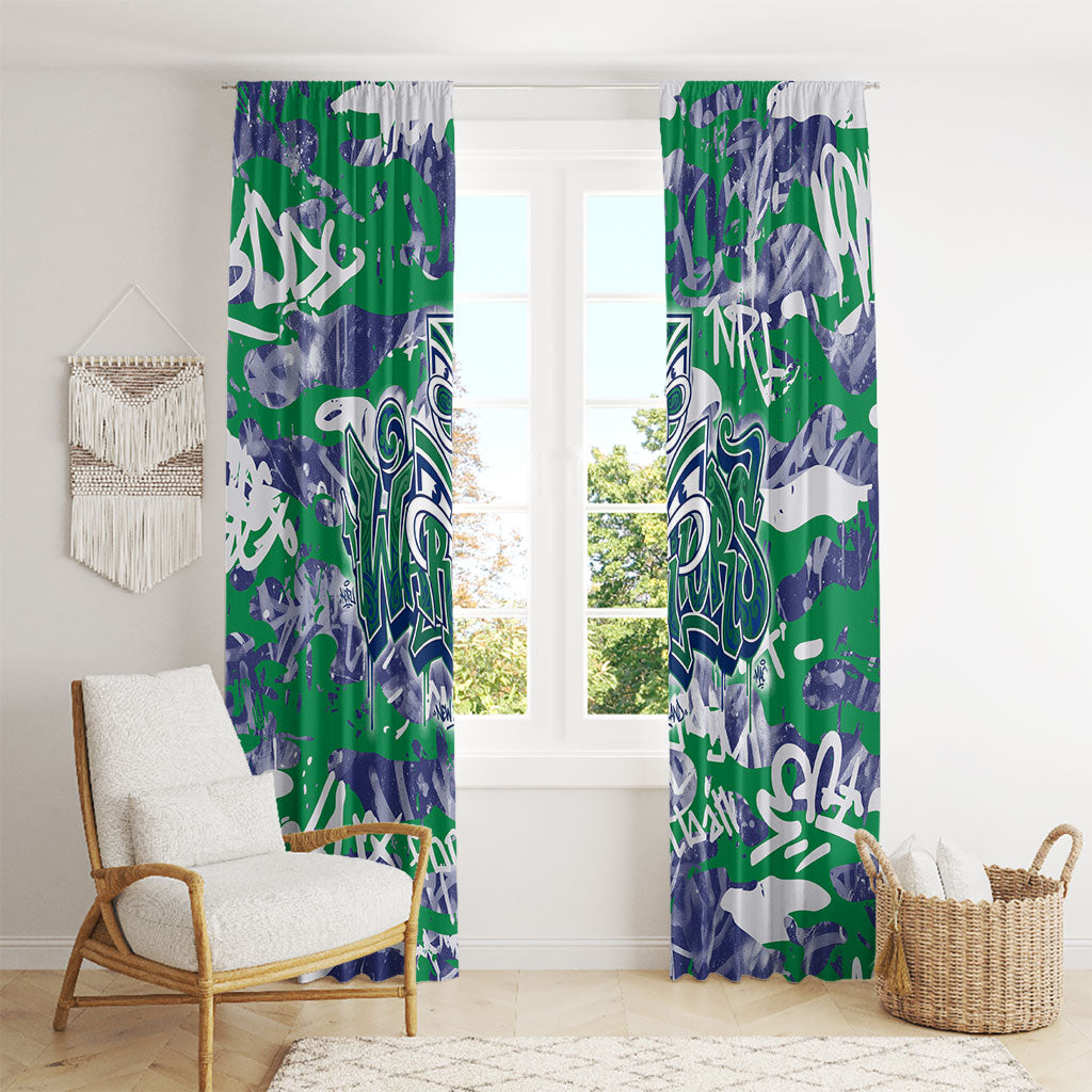 New Zealand Warriors Rugby Window Curtain Graffiti Typography Urban Camo Abstract Street Style