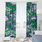 New Zealand Warriors Rugby Window Curtain Graffiti Typography Urban Camo Abstract Street Style
