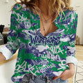 New Zealand Warriors Rugby Women Casual Shirt Graffiti Typography Urban Camo Abstract Street Style