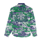 New Zealand Warriors Rugby Women Casual Shirt Graffiti Typography Urban Camo Abstract Street Style