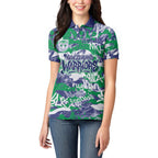 New Zealand Warriors Rugby Women Polo Shirt Graffiti Typography Urban Camo Abstract Street Style