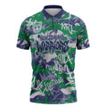 New Zealand Warriors Rugby Zipper Polo Shirt Graffiti Typography Urban Camo Abstract Street Style