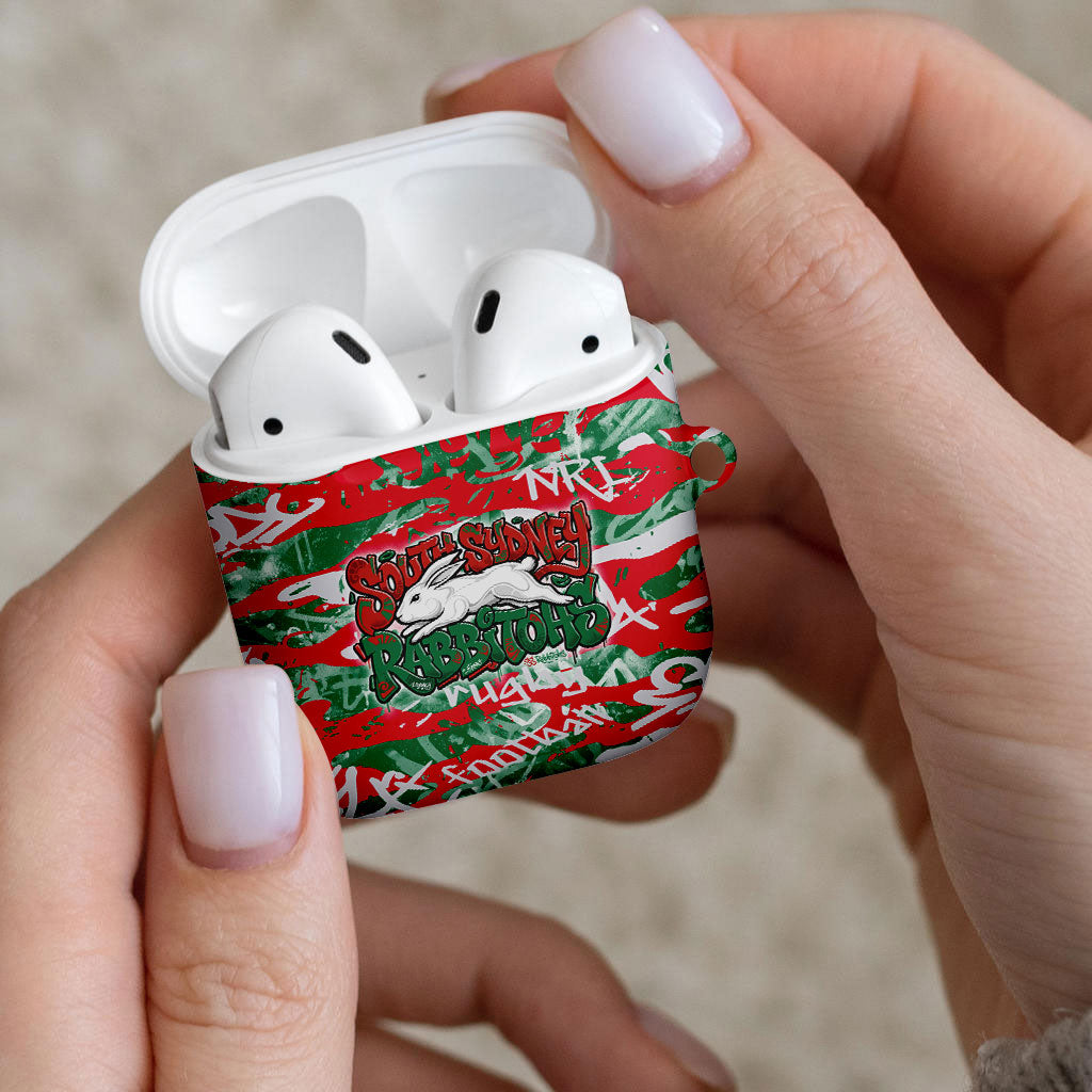 South Sydney Rabbitohs Rugby AirPods Case Graffiti Typography Urban Camo Abstract Street Style