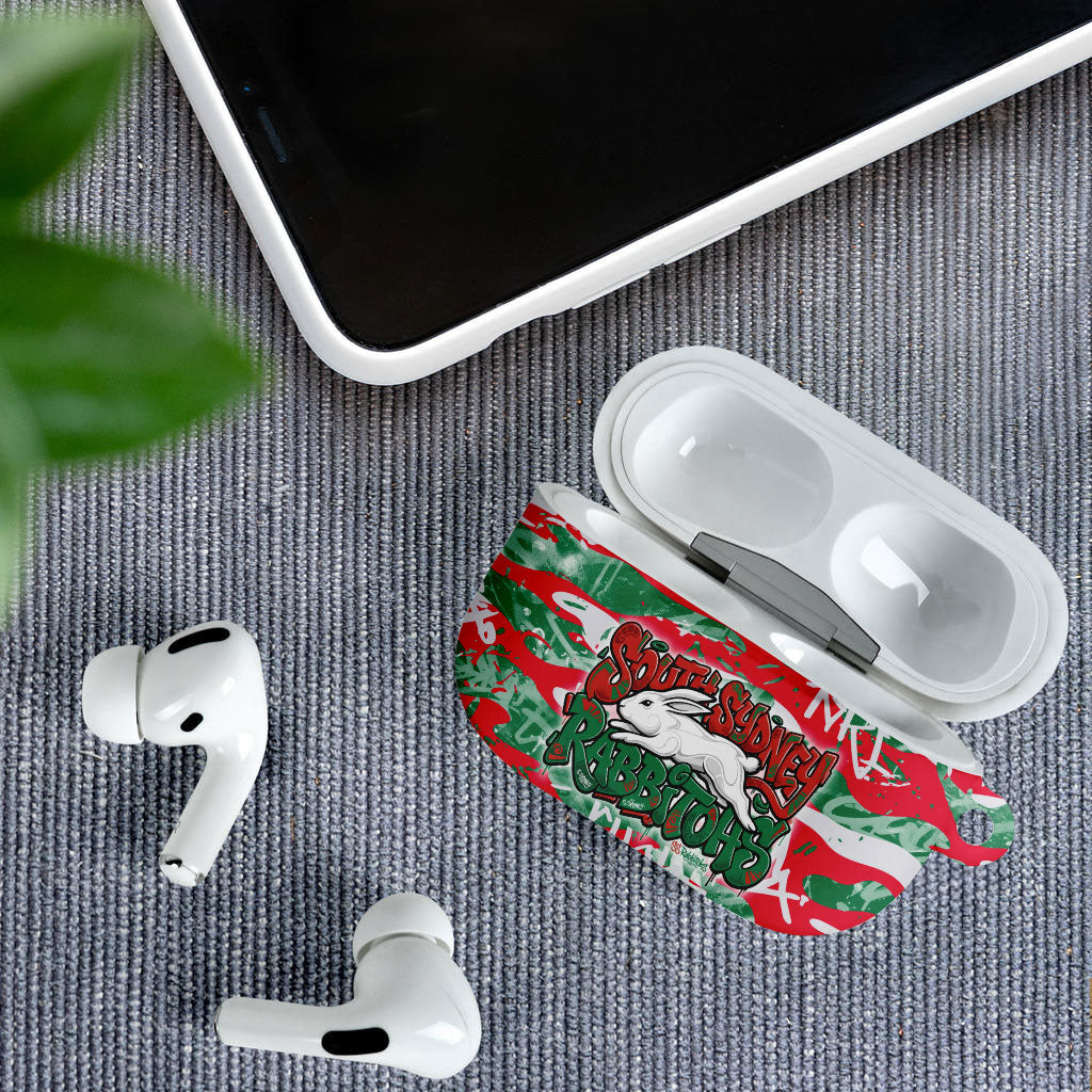 South Sydney Rabbitohs Rugby AirPods Case Graffiti Typography Urban Camo Abstract Street Style