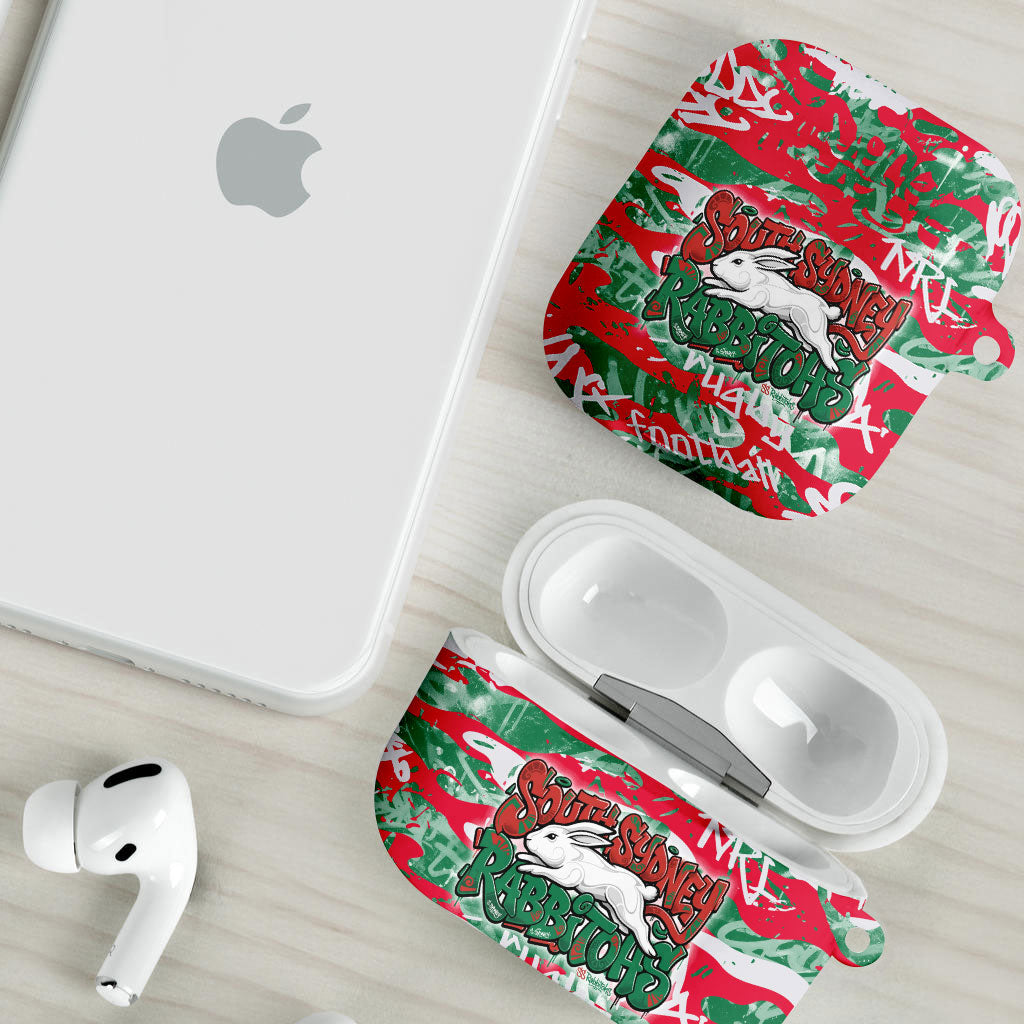 South Sydney Rabbitohs Rugby AirPods Case Graffiti Typography Urban Camo Abstract Street Style