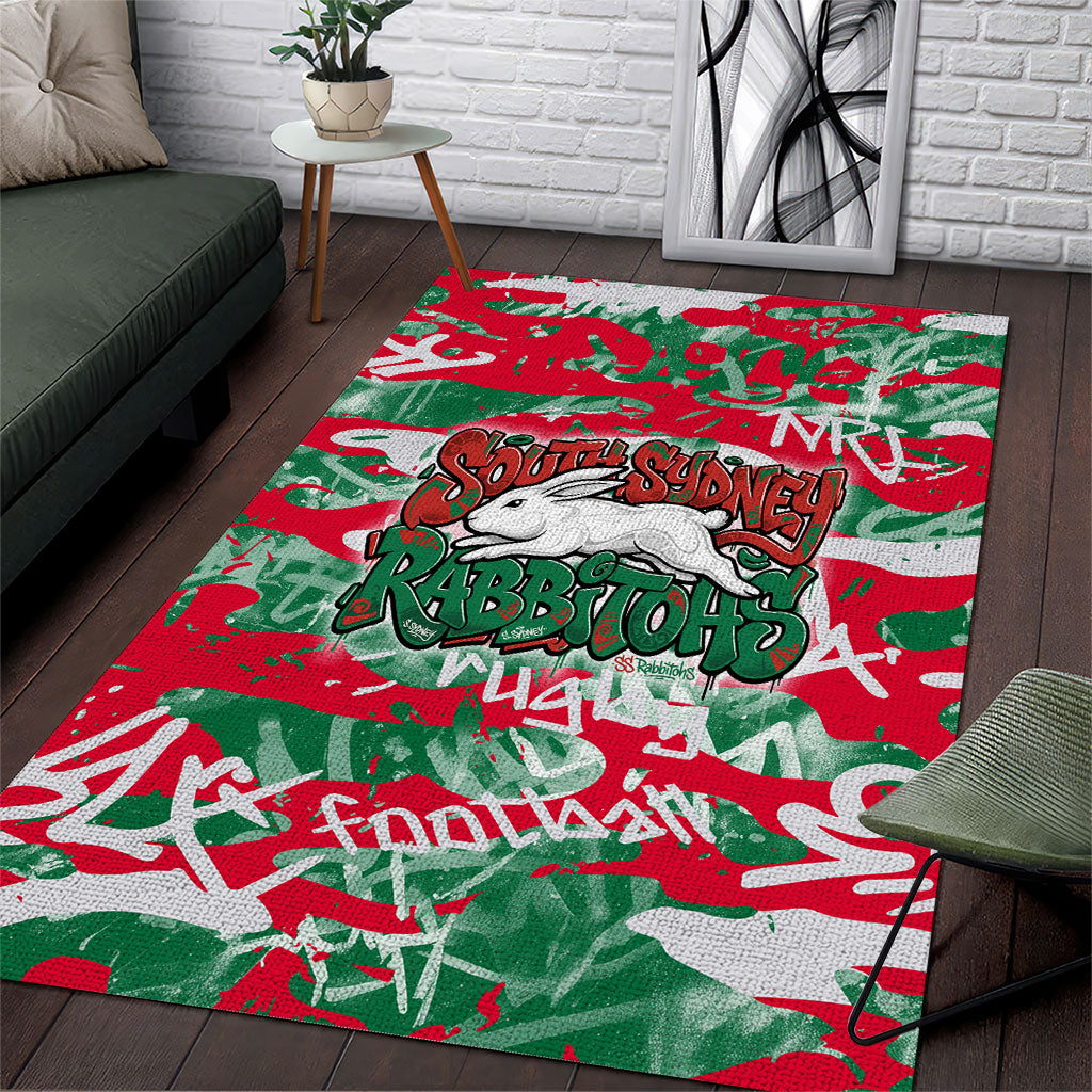 South Sydney Rabbitohs Rugby Area Rug Graffiti Typography Urban Camo Abstract Street Style