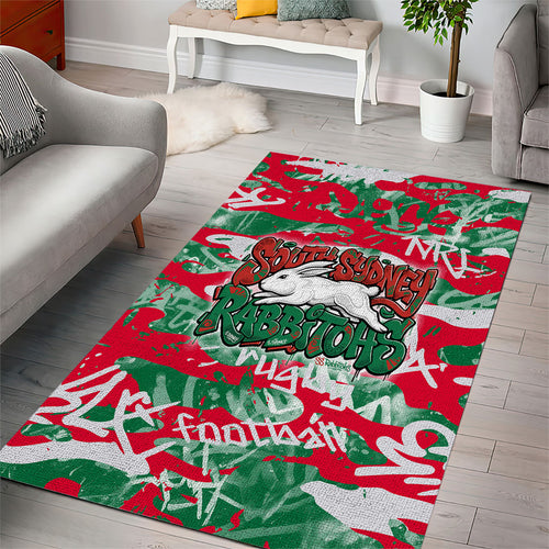 South Sydney Rabbitohs Rugby Area Rug Graffiti Typography Urban Camo Abstract Street Style