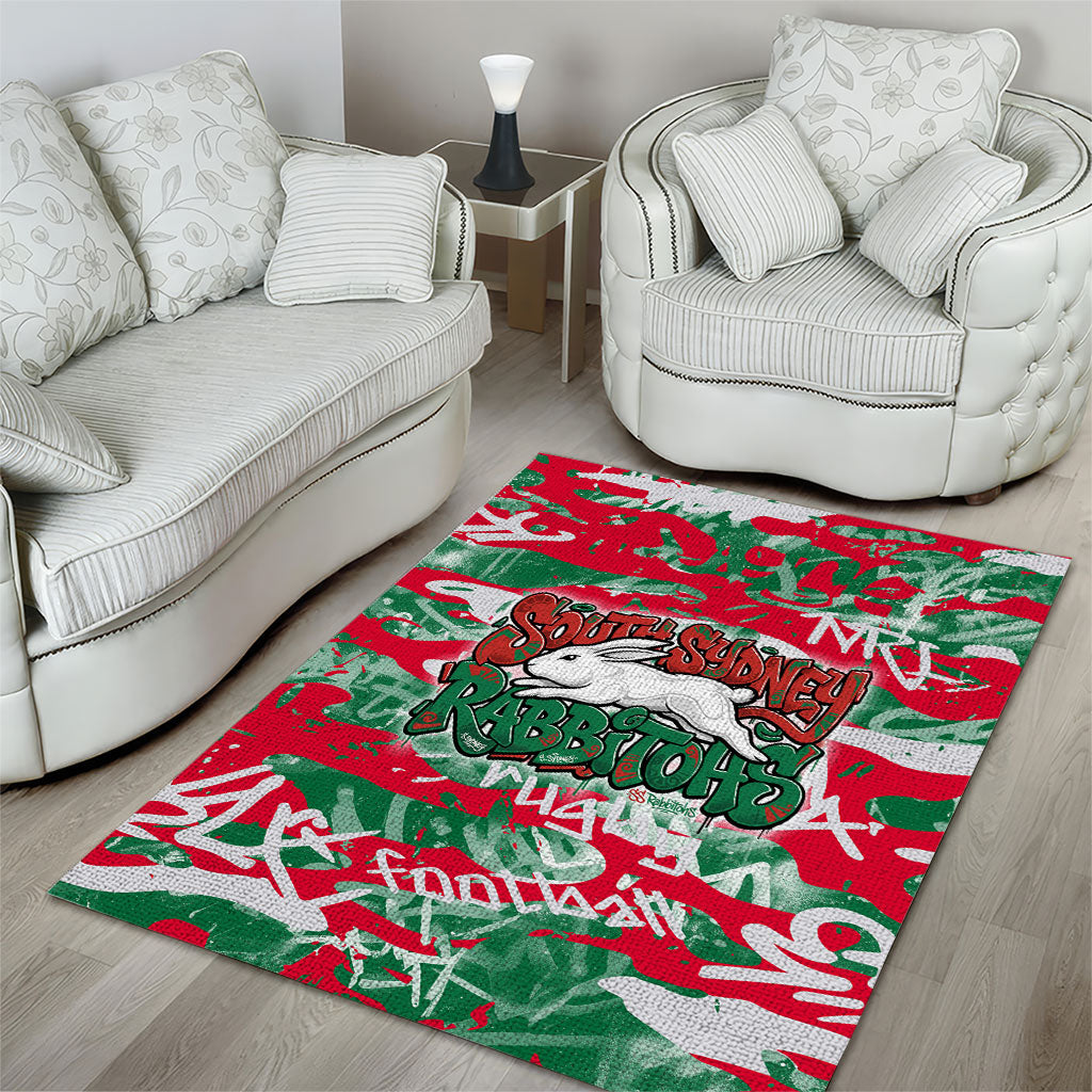 South Sydney Rabbitohs Rugby Area Rug Graffiti Typography Urban Camo Abstract Street Style