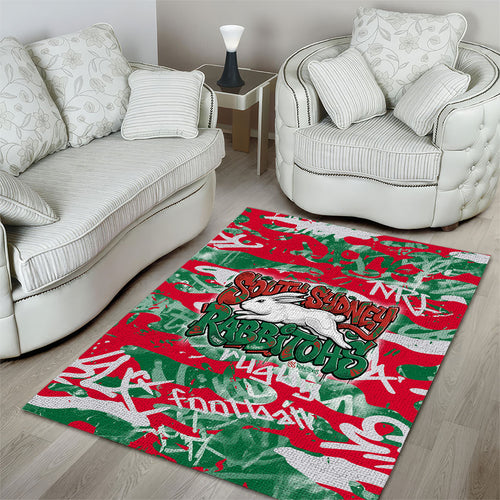 South Sydney Rabbitohs Rugby Area Rug Graffiti Typography Urban Camo Abstract Street Style