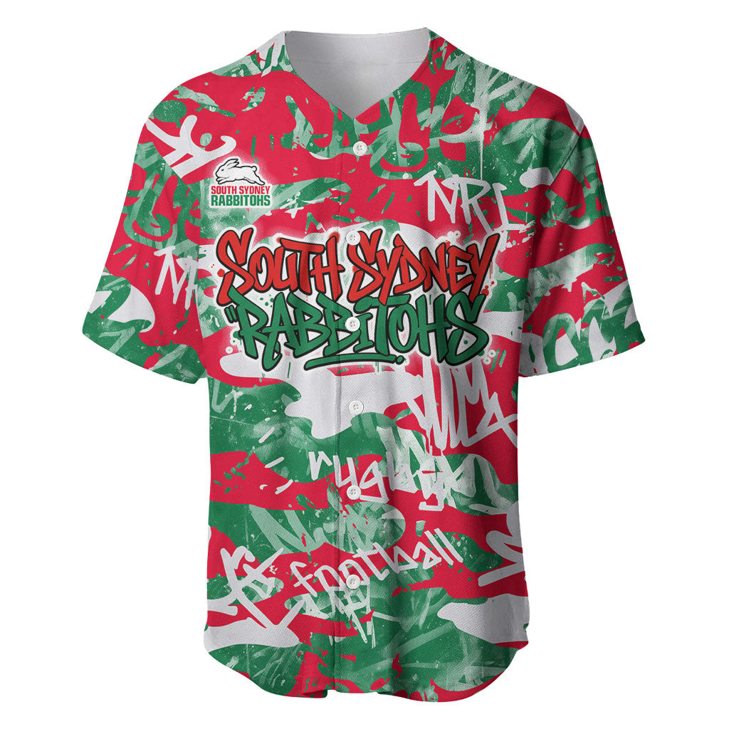 South Sydney Rabbitohs Rugby Baseball Jersey Graffiti Typography Urban Camo Abstract Street Style