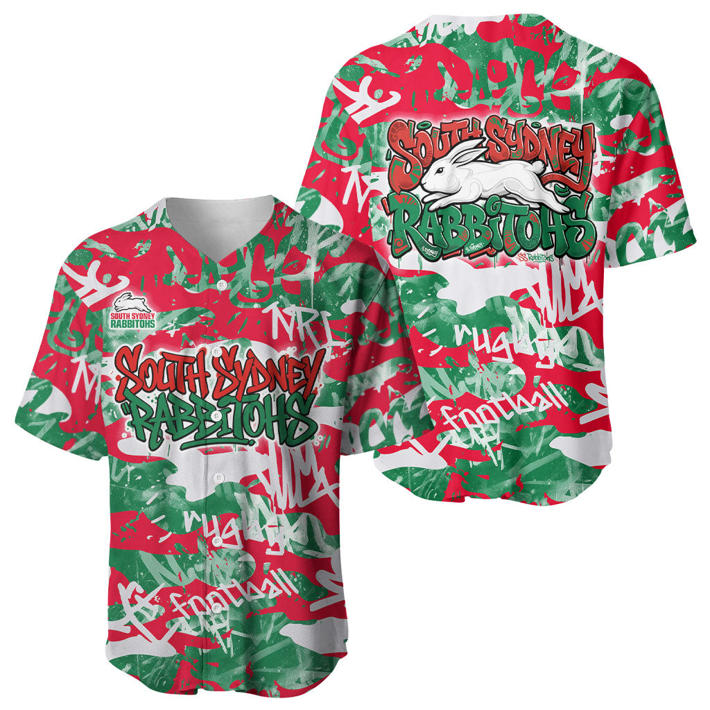 South Sydney Rabbitohs Rugby Baseball Jersey Graffiti Typography Urban Camo Abstract Street Style