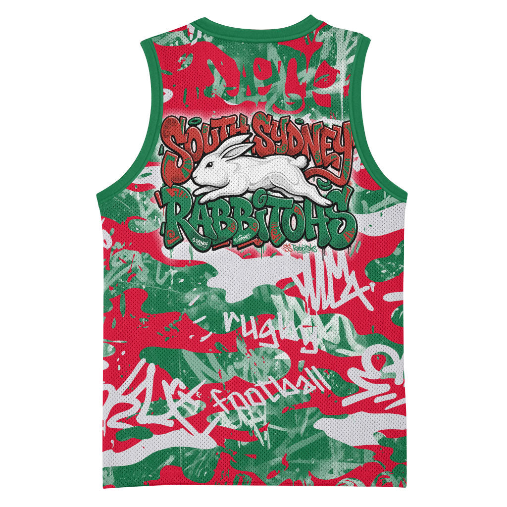 South Sydney Rabbitohs Rugby Basketball Jersey Graffiti Typography Urban Camo Abstract Street Style