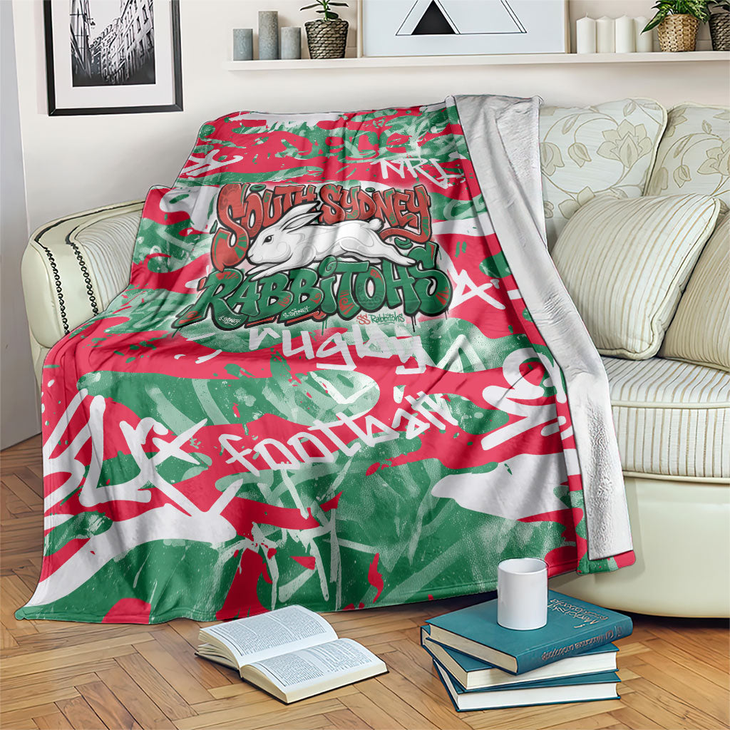 South Sydney Rabbitohs Rugby Blanket Graffiti Typography Urban Camo Abstract Street Style
