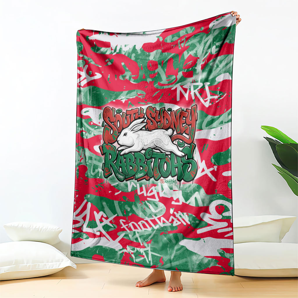 South Sydney Rabbitohs Rugby Blanket Graffiti Typography Urban Camo Abstract Street Style