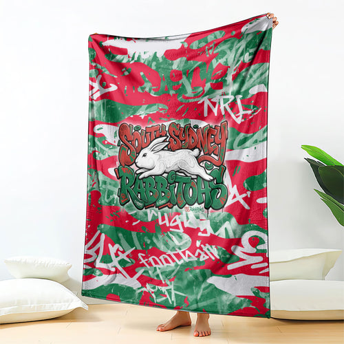 South Sydney Rabbitohs Rugby Blanket Graffiti Typography Urban Camo Abstract Street Style