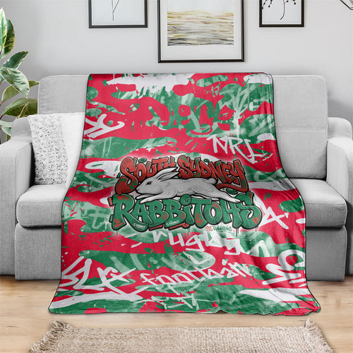South Sydney Rabbitohs Rugby Blanket Graffiti Typography Urban Camo Abstract Street Style