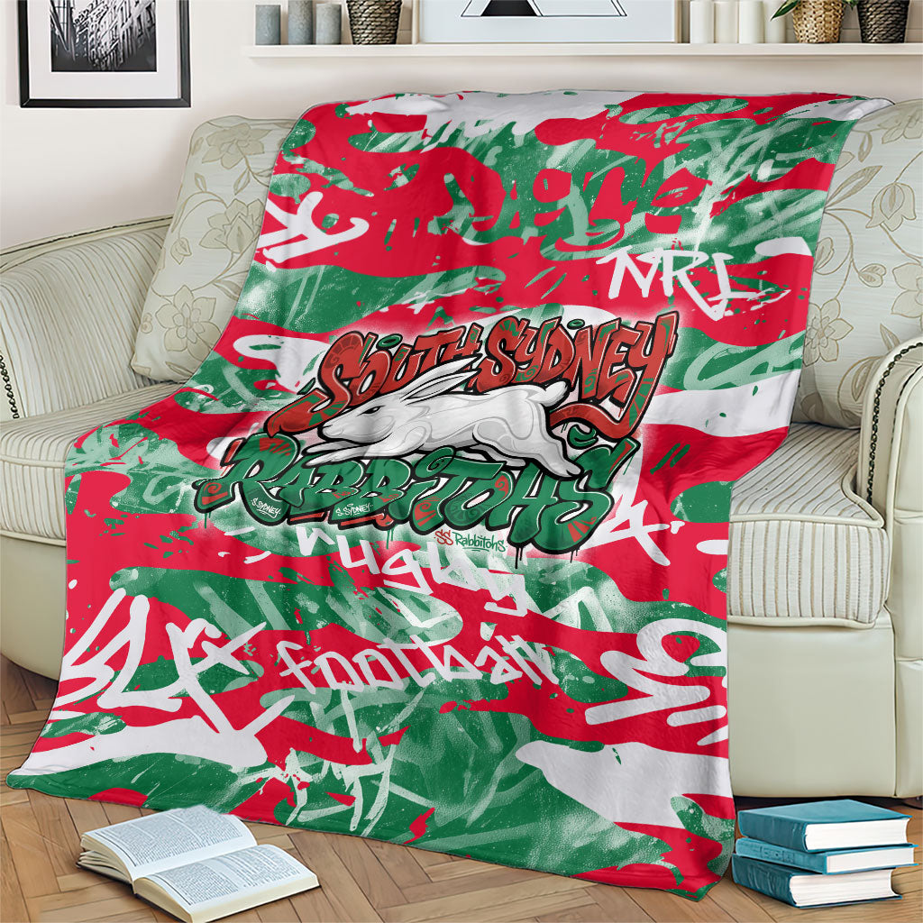 South Sydney Rabbitohs Rugby Blanket Graffiti Typography Urban Camo Abstract Street Style