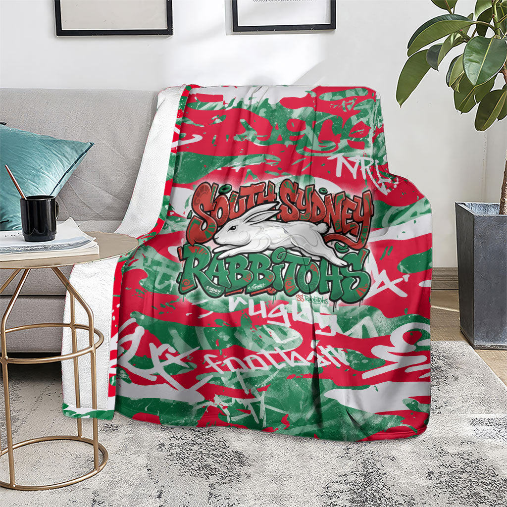 South Sydney Rabbitohs Rugby Blanket Graffiti Typography Urban Camo Abstract Street Style