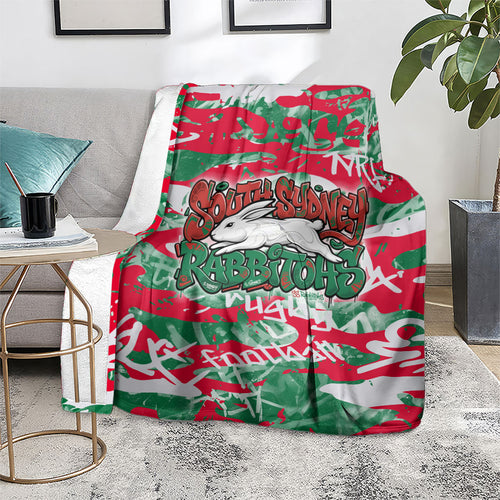South Sydney Rabbitohs Rugby Blanket Graffiti Typography Urban Camo Abstract Street Style