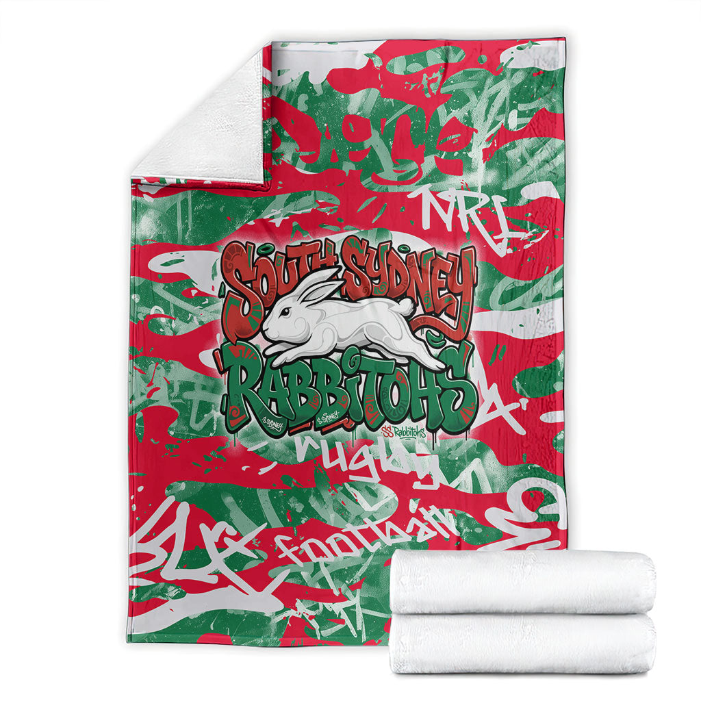 South Sydney Rabbitohs Rugby Blanket Graffiti Typography Urban Camo Abstract Street Style