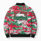 South Sydney Rabbitohs Rugby Bomber Puffer Jacket Graffiti Typography Urban Camo Abstract Street Style