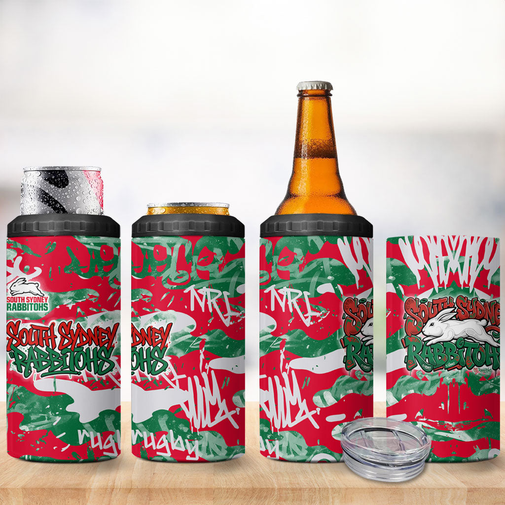 South Sydney Rabbitohs Rugby 4 in 1 Can Cooler Tumbler Graffiti Typography Urban Camo Abstract Street Style