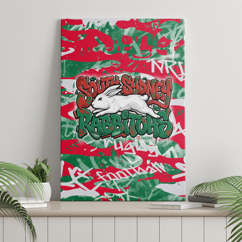 South Sydney Rabbitohs Rugby Canvas Wall Art Graffiti Typography Urban Camo Abstract Street Style