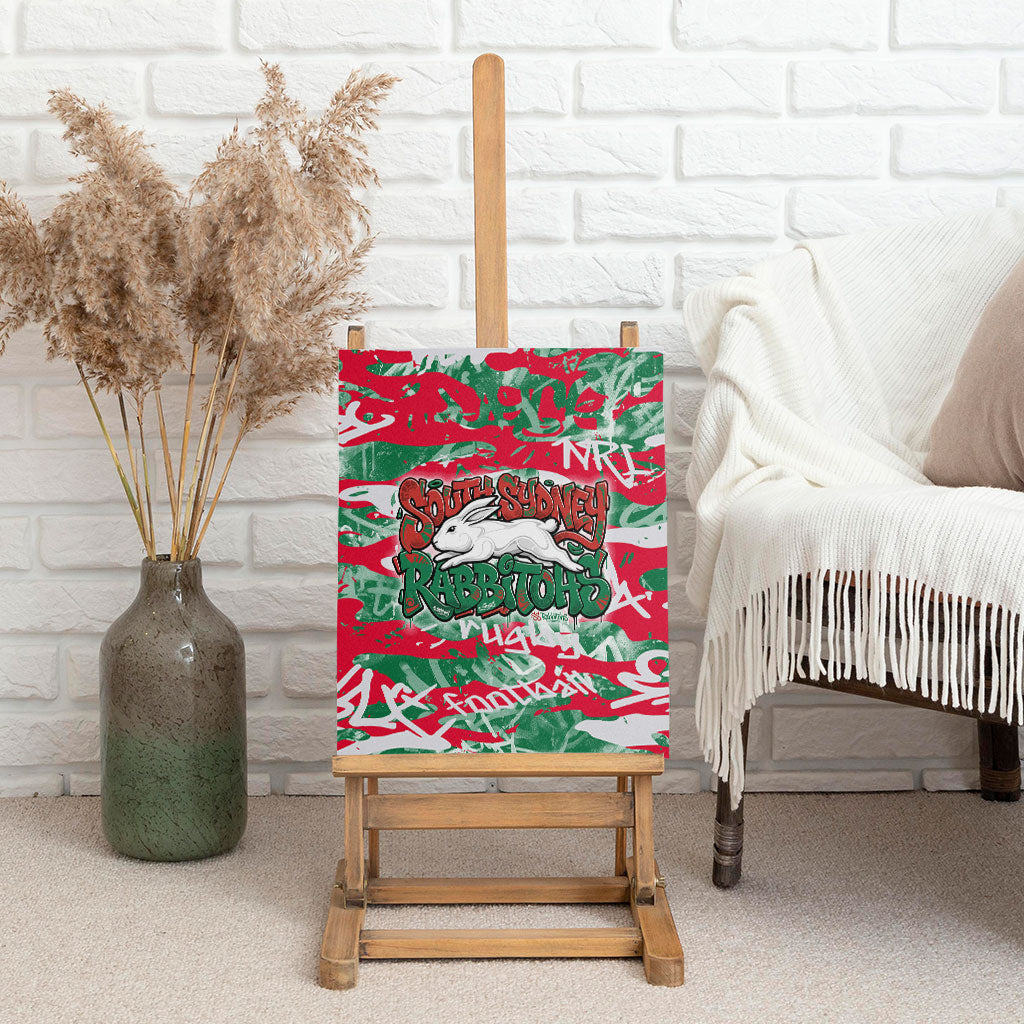 South Sydney Rabbitohs Rugby Canvas Wall Art Graffiti Typography Urban Camo Abstract Street Style