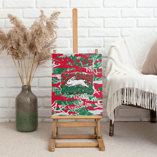 South Sydney Rabbitohs Rugby Canvas Wall Art Graffiti Typography Urban Camo Abstract Street Style