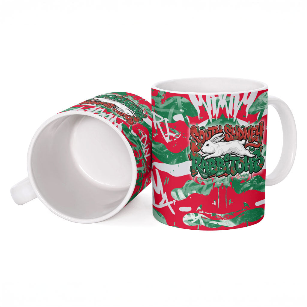 South Sydney Rabbitohs Rugby Ceramic Mug Graffiti Typography Urban Camo Abstract Street Style